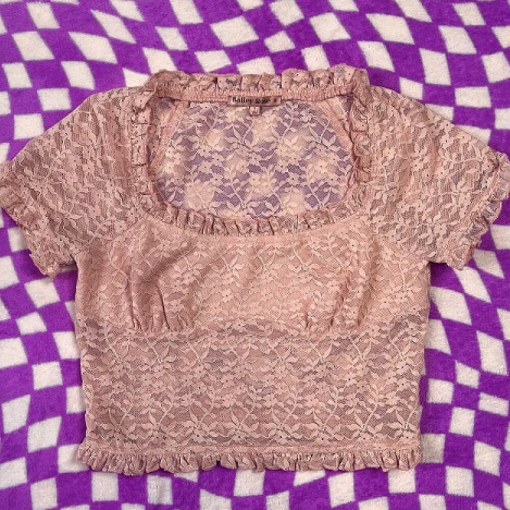 NBW Bailey Rose pink lace shirt size Small